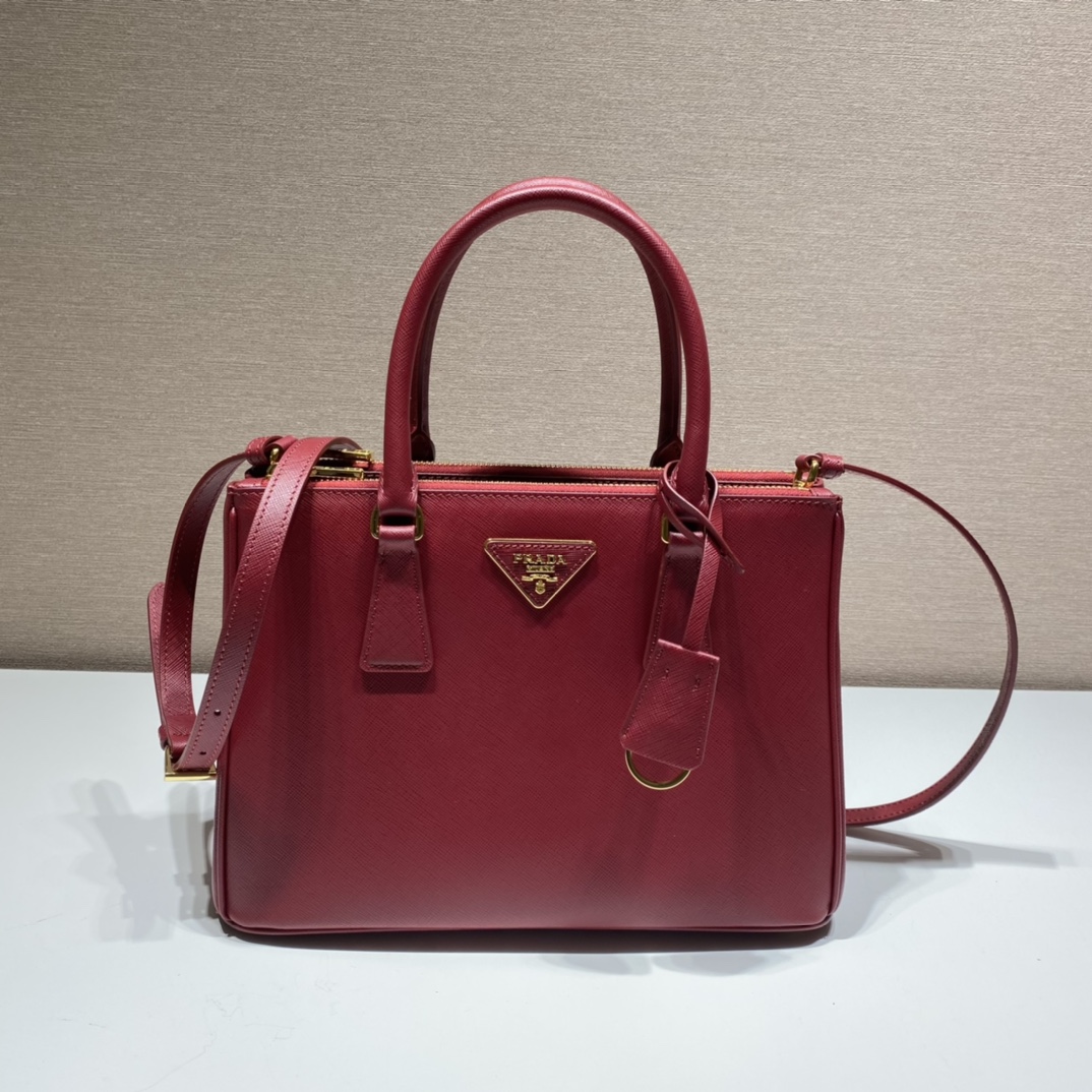 Prada Medium Galleria Saffiano Leather Bag Tote Shoulder Bag Fiery Red 1BA863